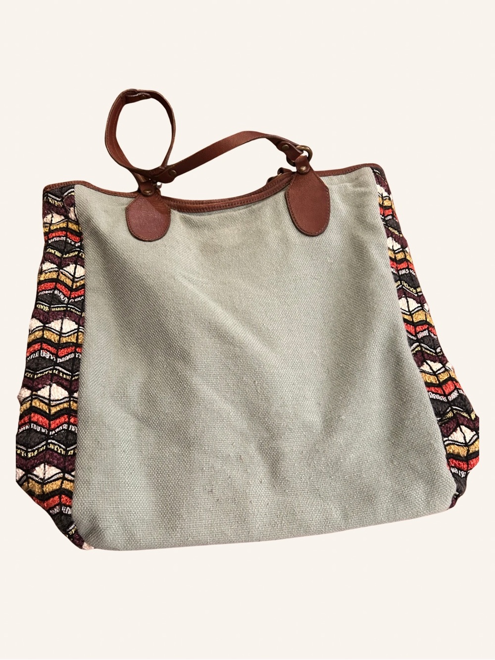 Anthropologie Jasper & Jeers Beaded Bird Tote Bag Leather Handles - Picture 2 of 12